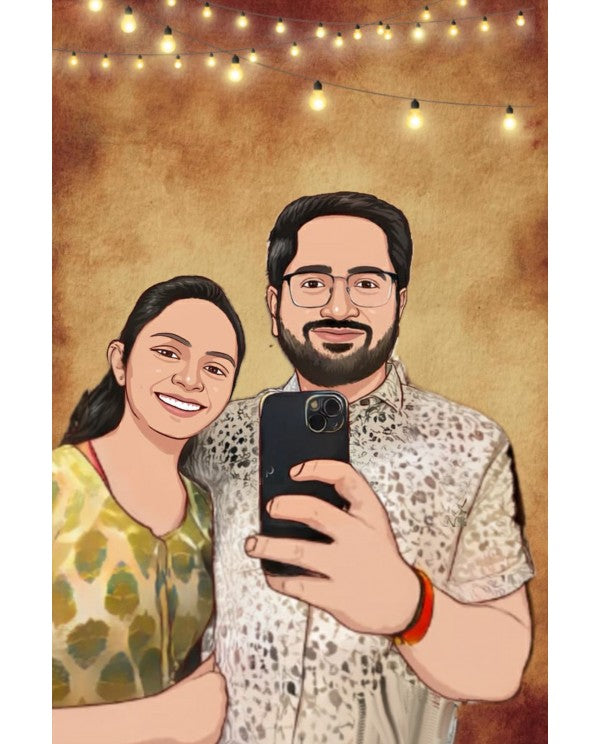 Detailed Digital illustration with a wooden stand (upto 2 people in one picture)