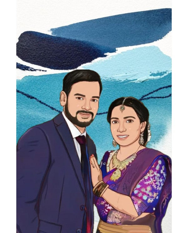 Detailed Digital illustration with a wooden stand (upto 2 people in one picture)