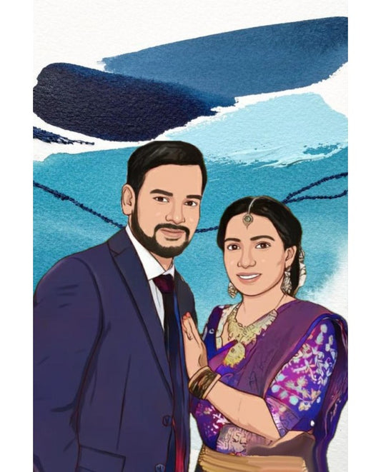 Detailed Digital illustration with a wooden stand (upto 2 people in one picture)