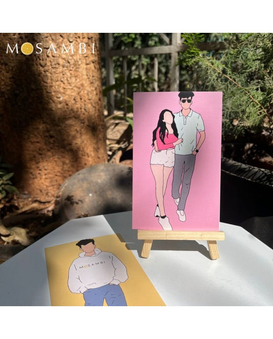 Cute Digital illustration with a wooden stand