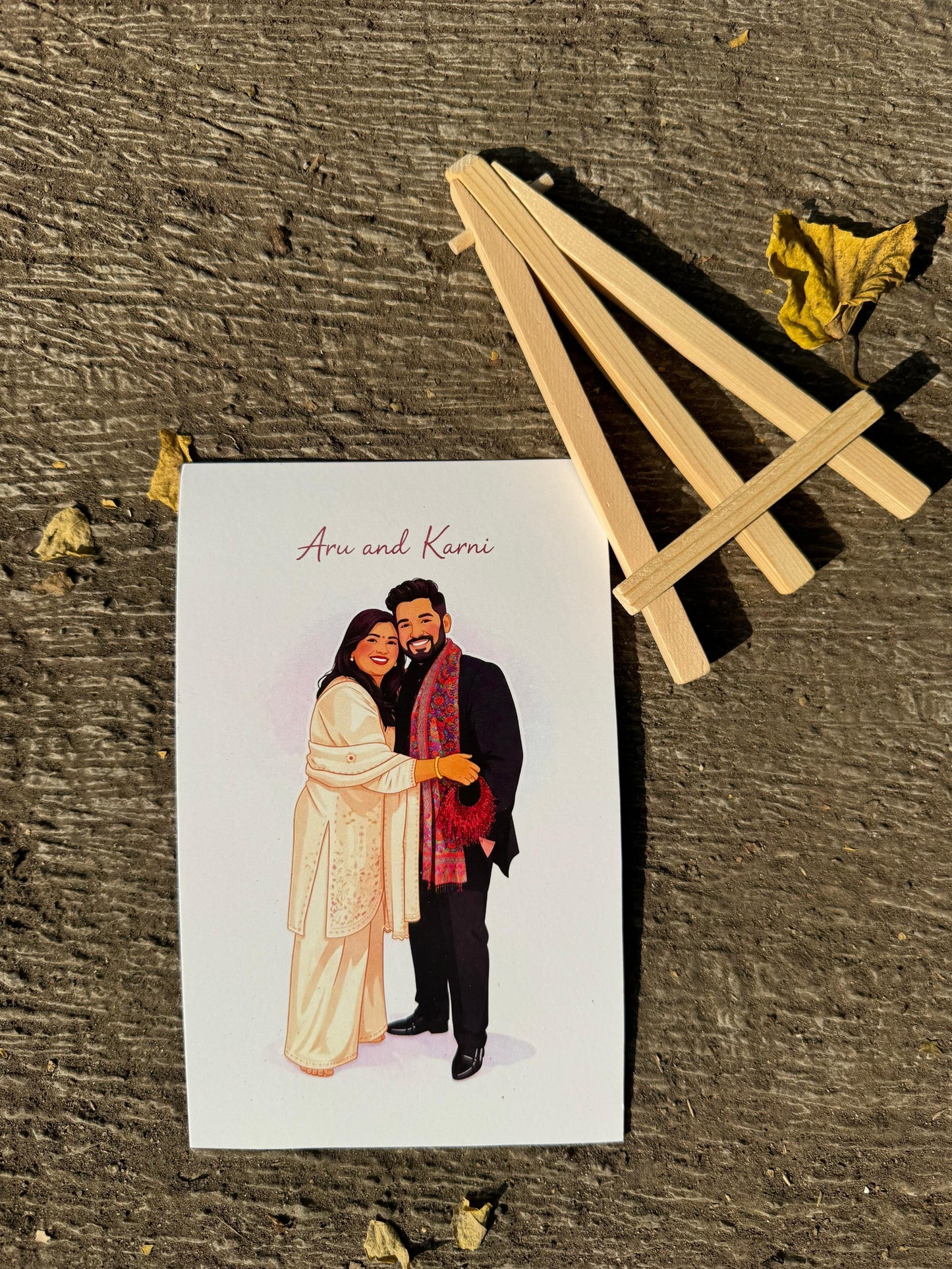 Detailed Digital illustration with a wooden stand (upto 2 people in one picture)